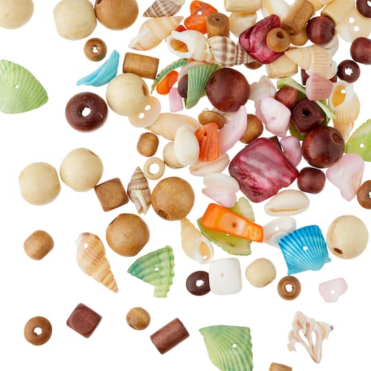 12 Pack: Assorted Shell and Wood Bead Mix by Bead Landing&#x2122;